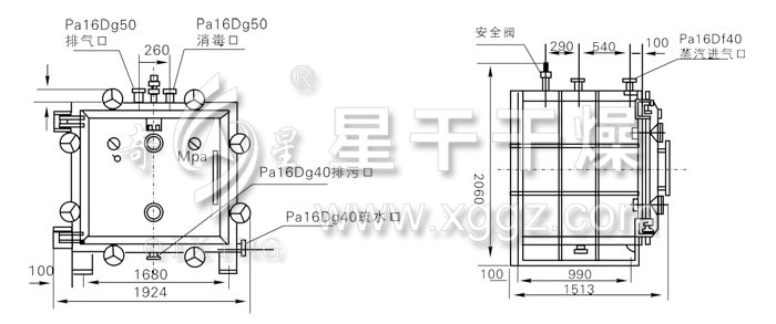 方形靜態(tài)真空干燥機結(jié)構(gòu)示意圖 方形靜態(tài)真空干燥機結(jié)構(gòu)示意圖